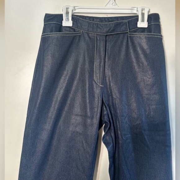 PARASUCO COLLECTION WOMEN HIGH RISE BLUE COATED SHINY STRAIGHT LEGS SIZE 6 - Picture 4 of 8